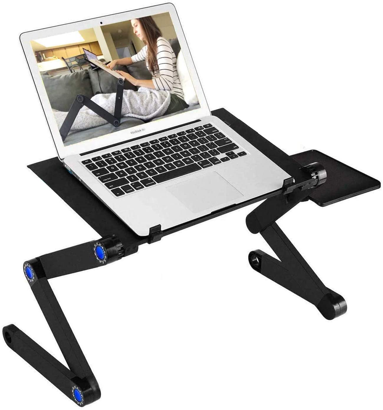 Adjustable Laptop Stand, RAINBEAN Laptop Desk with 2 CPU Cooling USB Fans for Bed Aluminum Lap Workstation Desk with Mouse Pad, Foldable Cook Book Stand Notebook Holder Sofa Adjustable Laptop Stand, RAINBEAN Laptop Desk with 2 CPU Cooling USB Fans for Bed Aluminum Lap Workstation Desk with Mouse Pad, Foldable Cook Book Stand Notebook Holder Sofa